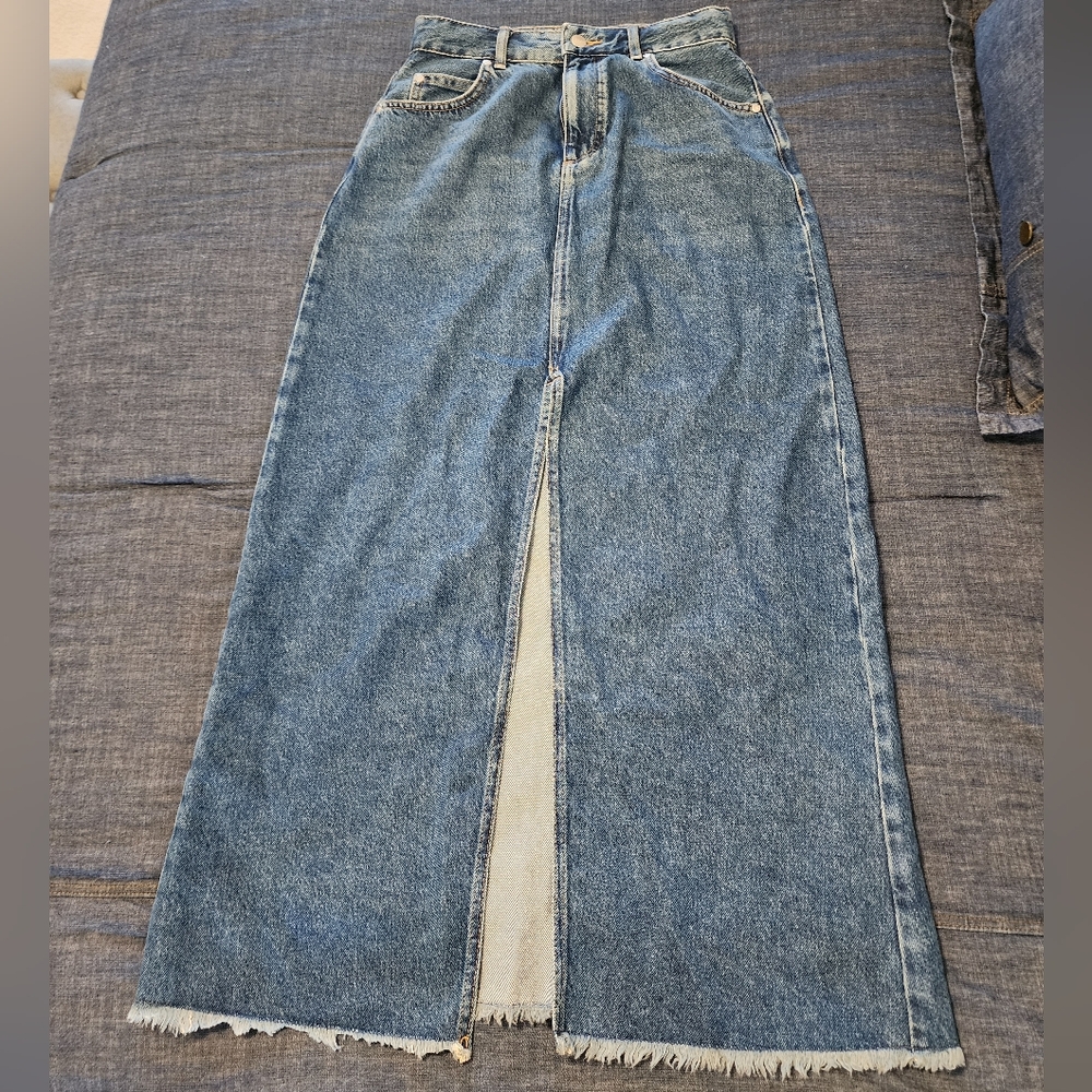 Pilcro Blue Denim Maxi Skirt